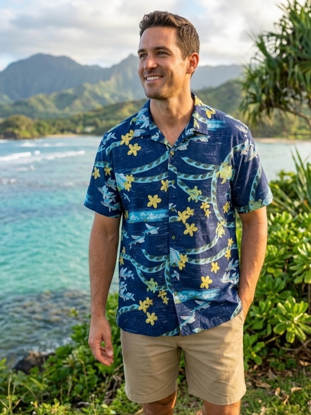 Kahala 1936 Hawaiian Flying Fish Malolo Tropical Button Up Shirt Mens Size 2XL